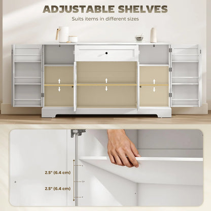 55" Kitchen Storage Cabinet With Drawer, Adjustable Shelves, White Bar Cabinets at Gallery Canada