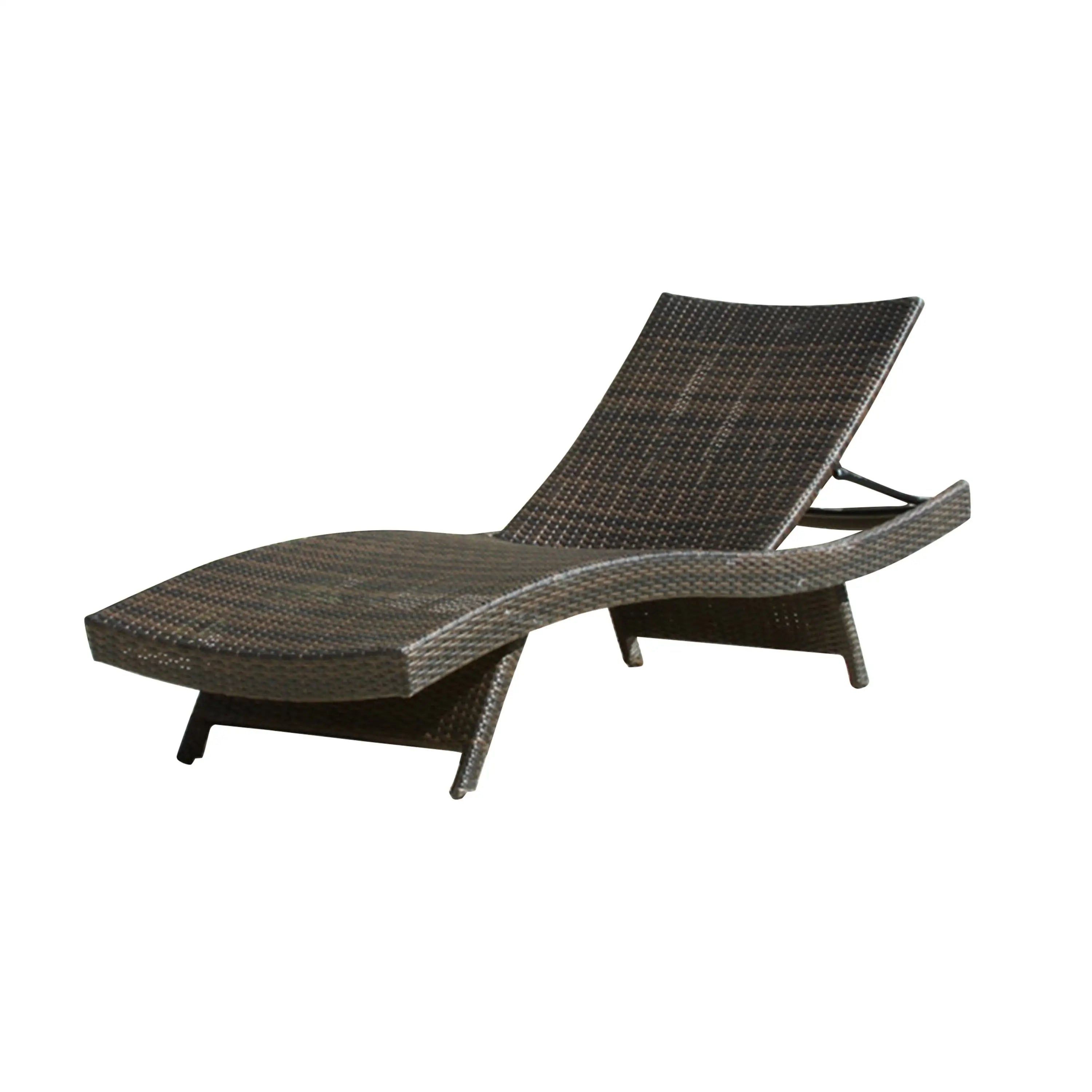 Wicker Chaise Lounge, Adjustable Backrest, Foldable, 79
