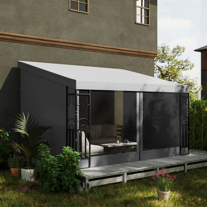 10' x 13' Wall Pergola, Outdoor Gazebo, 2 Curtains, 2 Nettings, UV Resistant, Light Grey Pergolas at Gallery Canada