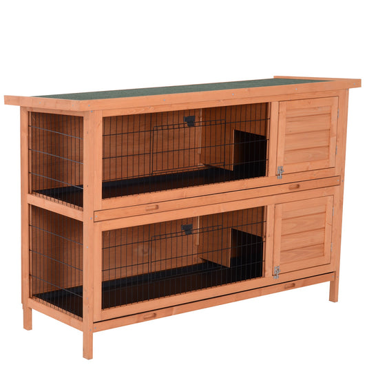 54"L 2-Story Large Rabbit Hutch Bunny Cage Wooden Pet House Small Animal Habitat with Lockable Doors, No Leak Tray and Waterproof Roof for Outdoor/Indoor Orange - Gallery Canada
