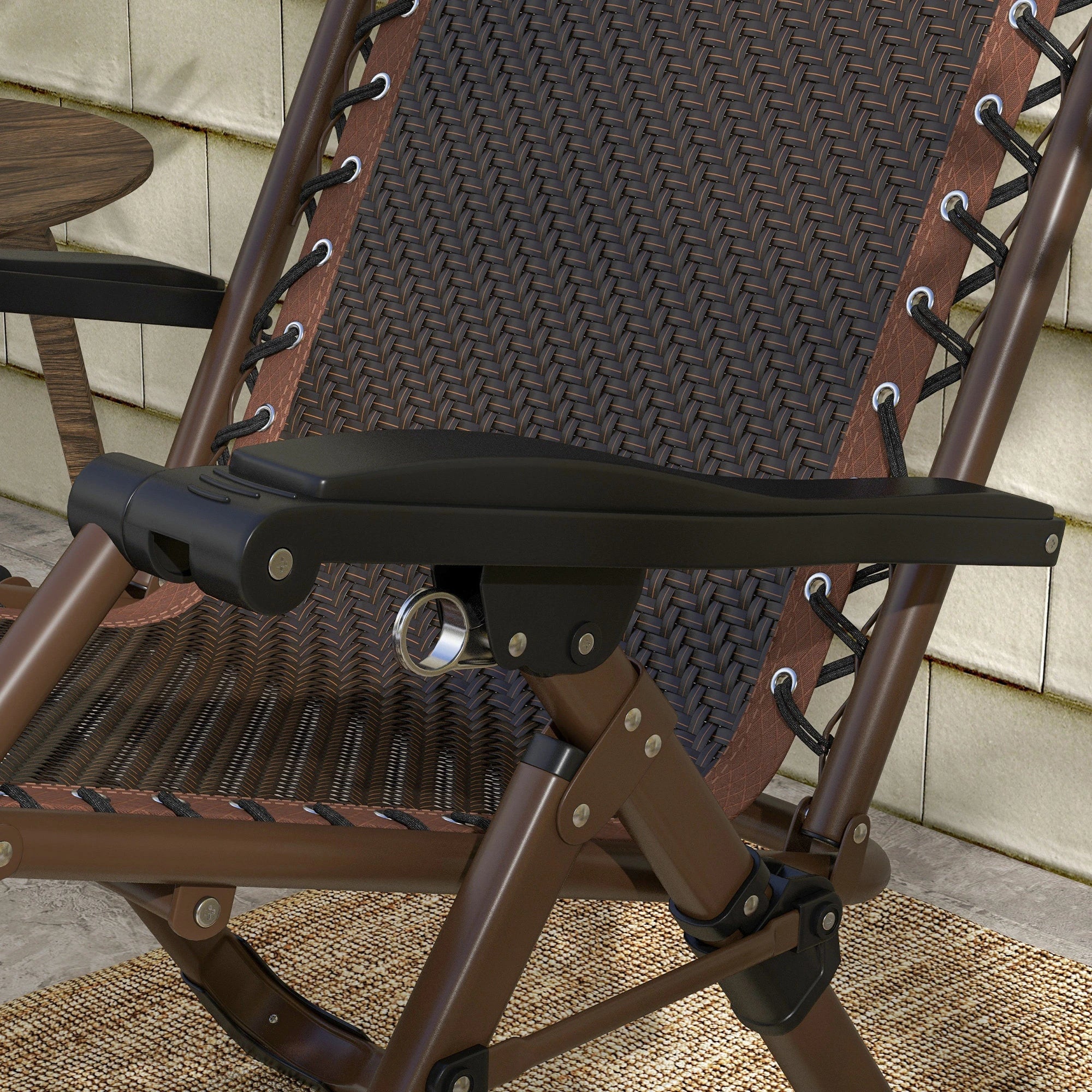 Outdoor Zero Gravity Chair, Folding PE Rattan Recliner, Brown Lounger Chairs at Gallery Canada
