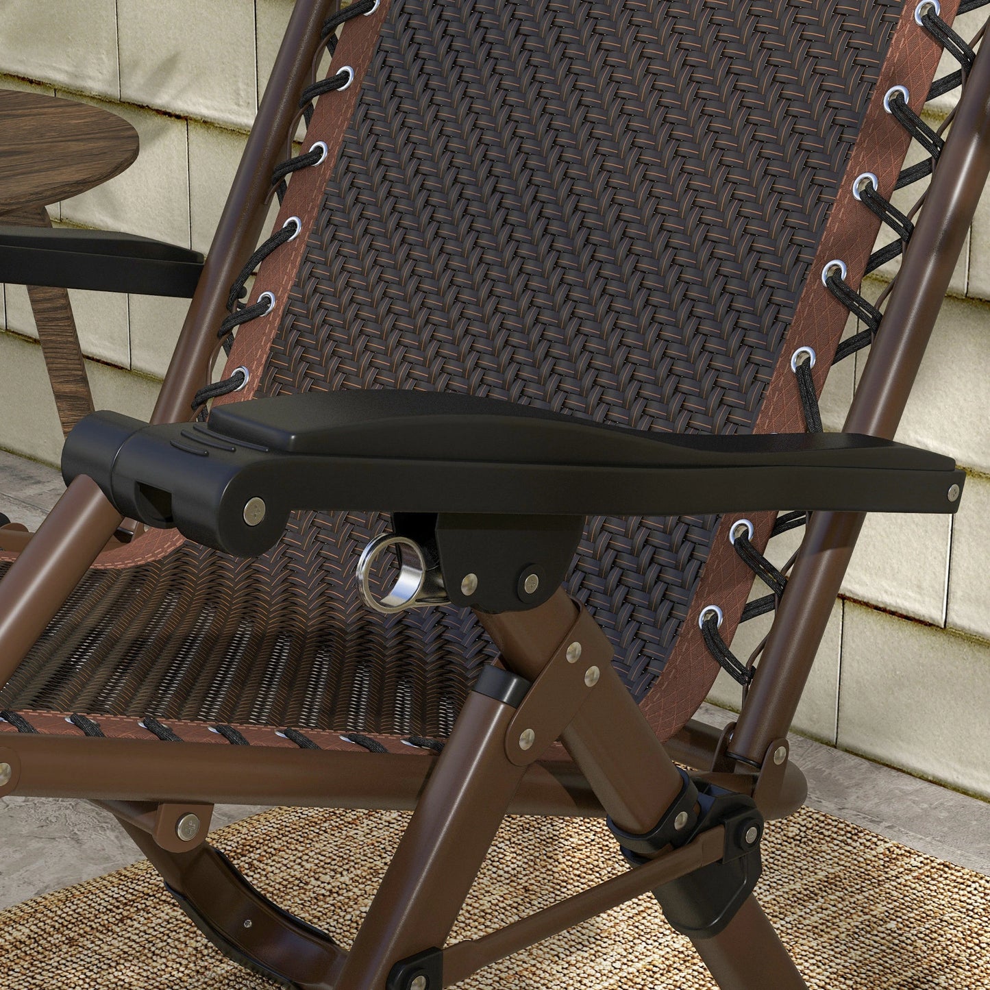 Outdoor Zero Gravity Chair, Folding PE Rattan Recliner, Brown Lounger Chairs at Gallery Canada