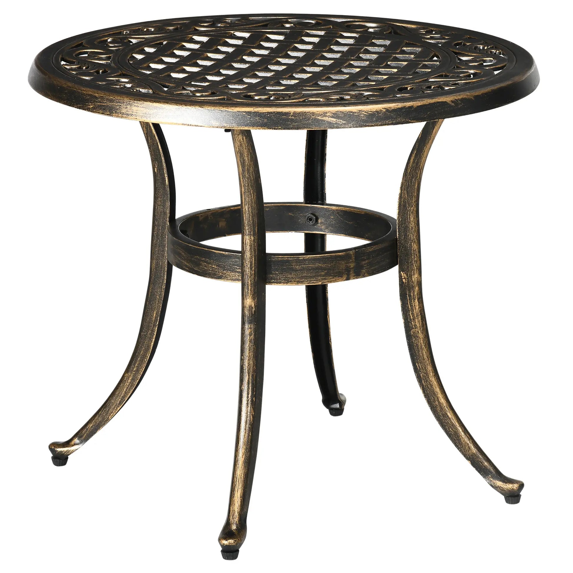 23.6" Round Outdoor Side Table, Cast Aluminum Frame, Bronze Patio Side Tables at Gallery Canada