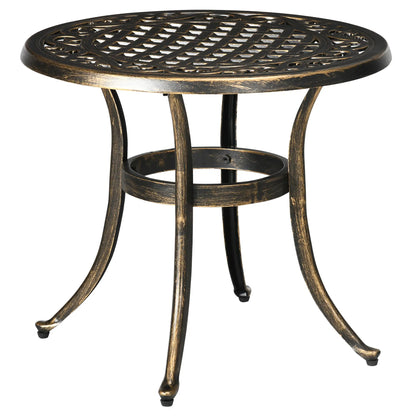 23.6" Round Outdoor Side Table, Cast Aluminum Frame, Bronze Patio Side Tables at Gallery Canada