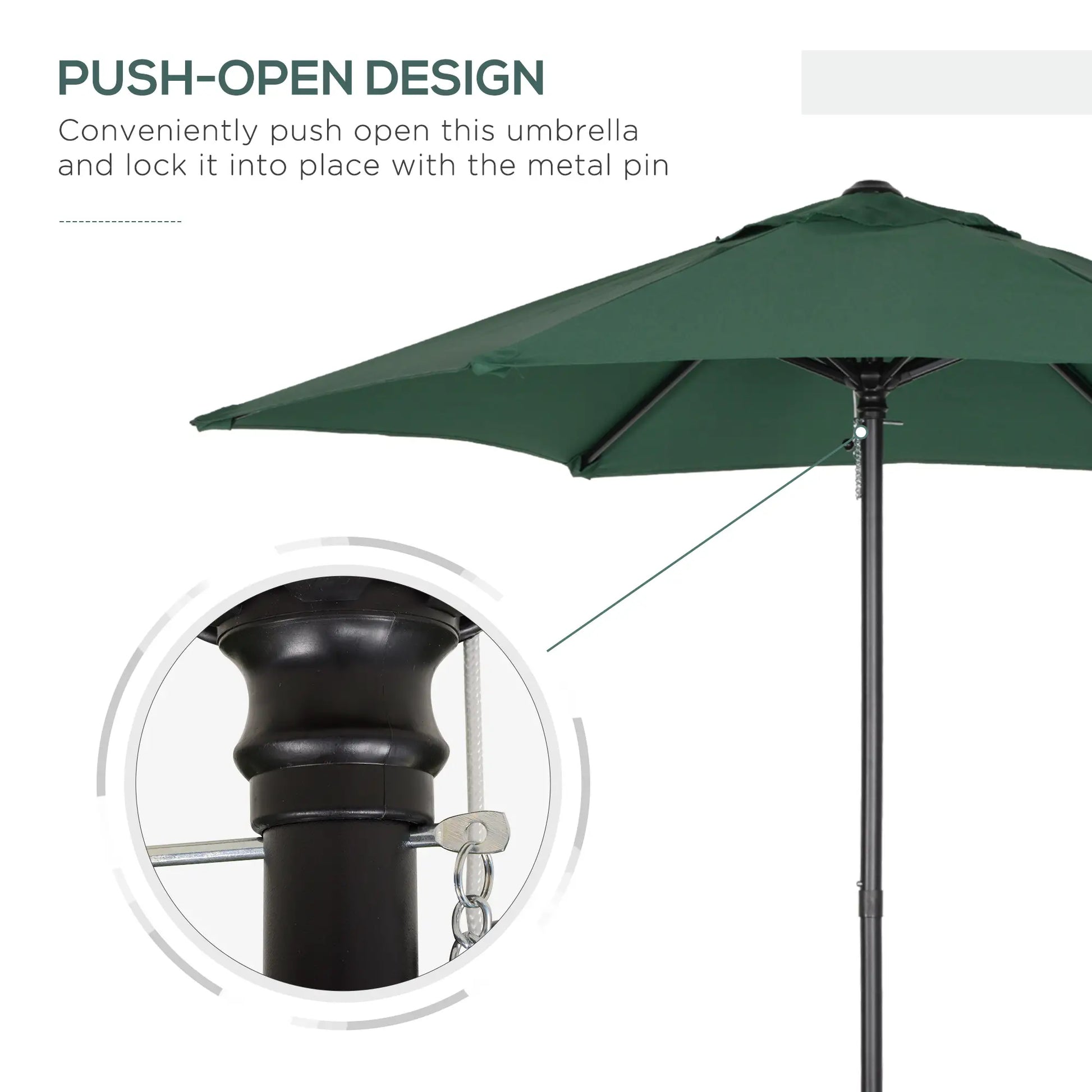 6.6FT Outdoor Patio Umbrella, 6 Solid Ribs, Green Patio Umbrellas at Gallery Canada