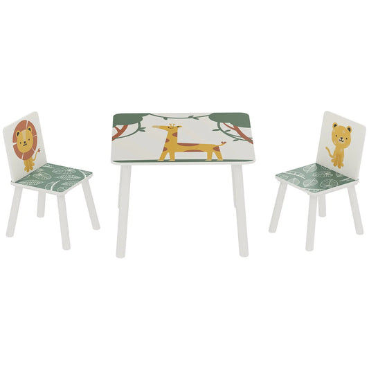 3-Piece Kids Table Chair Set Animal Pattern, Aged 3-8, Green Kids Table Sets Green at Gallery Canada
