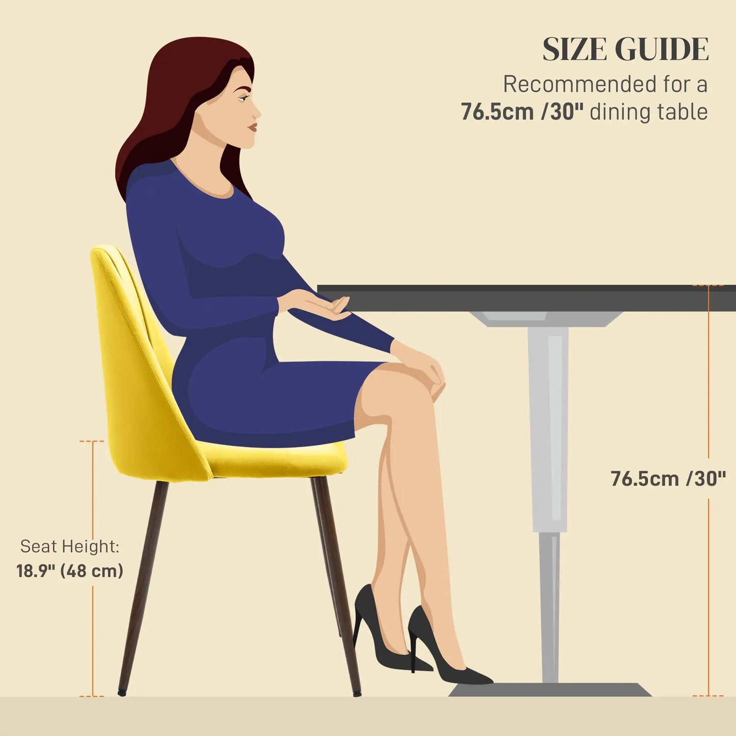 Upholstered Dining Chairs Set of 4, Velvet, Wood-Grain Steel Leg, Yellow Dining Chairs at Gallery Canada