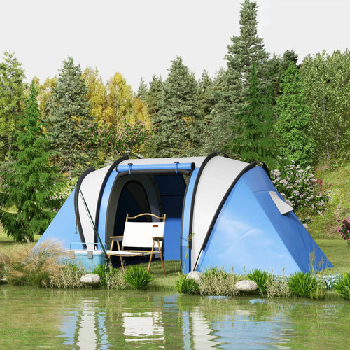 Camping Tent, 2 Bedrooms, Living Area, 3000mm Waterproof, Blue