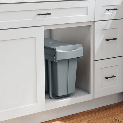 Pull Out Garbage Bin for Kitchen, 30L Under Sink Garbage Can, 2 Removable Compartments, Grey Household Supplies at Gallery Canada