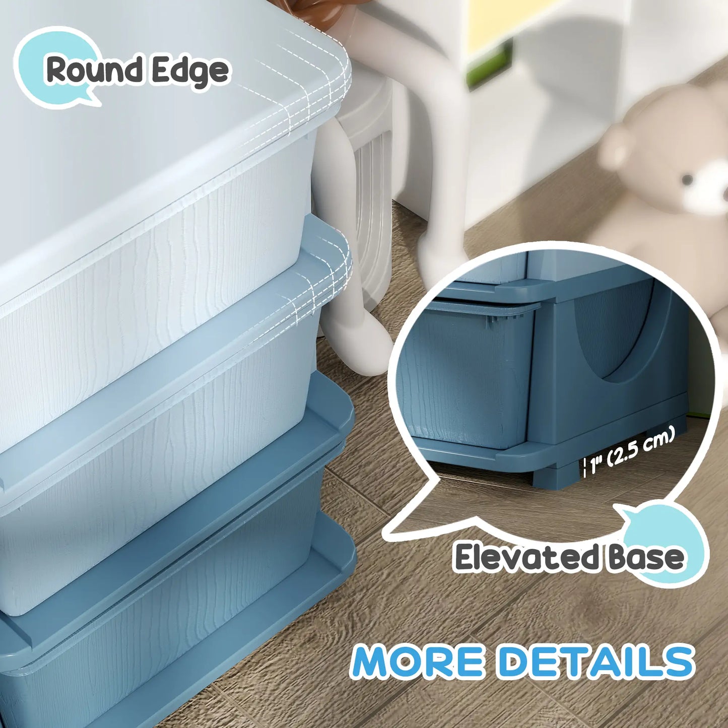 3 Tier Kids Toy Organizer, 6 Plastic Drawers, Blue Baby & Kids Storage at Gallery Canada