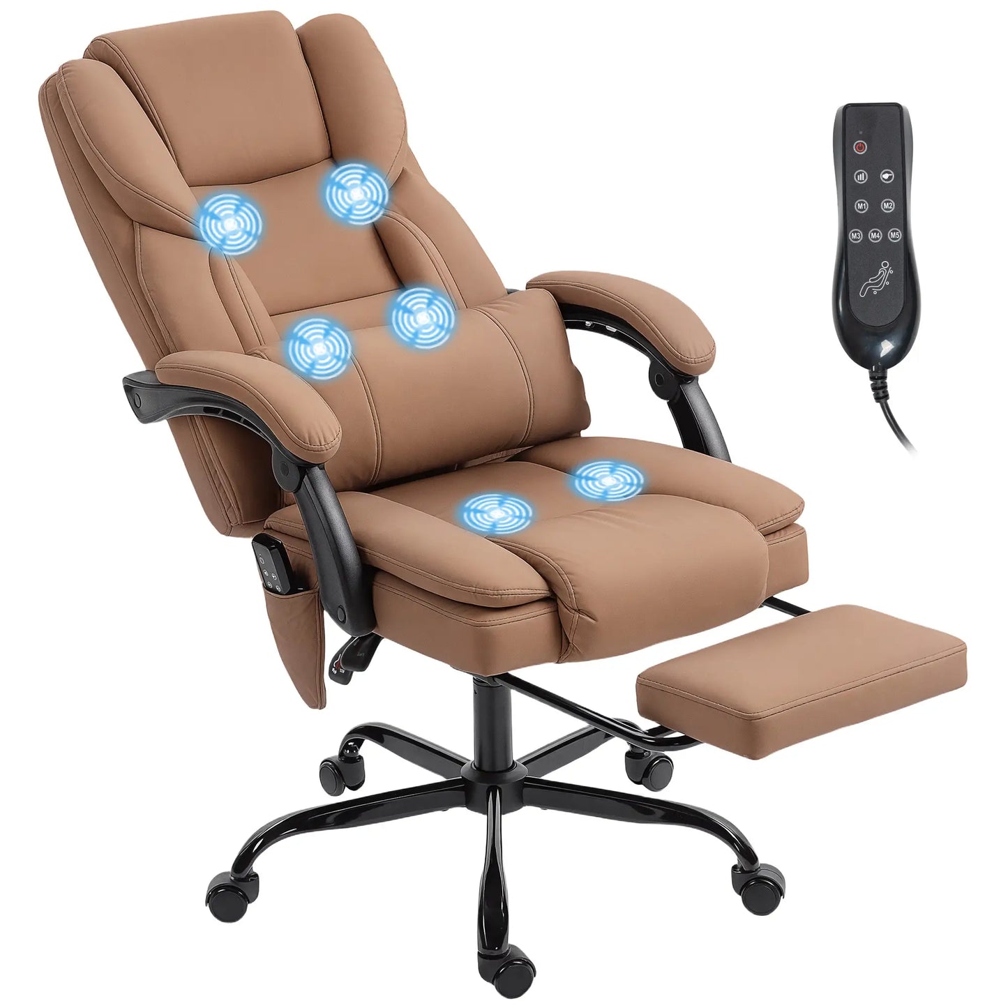 Office Chair with Massage, Faux Leather, Lumbar Support, Footrest, Brown Massage Chairs at Gallery Canada