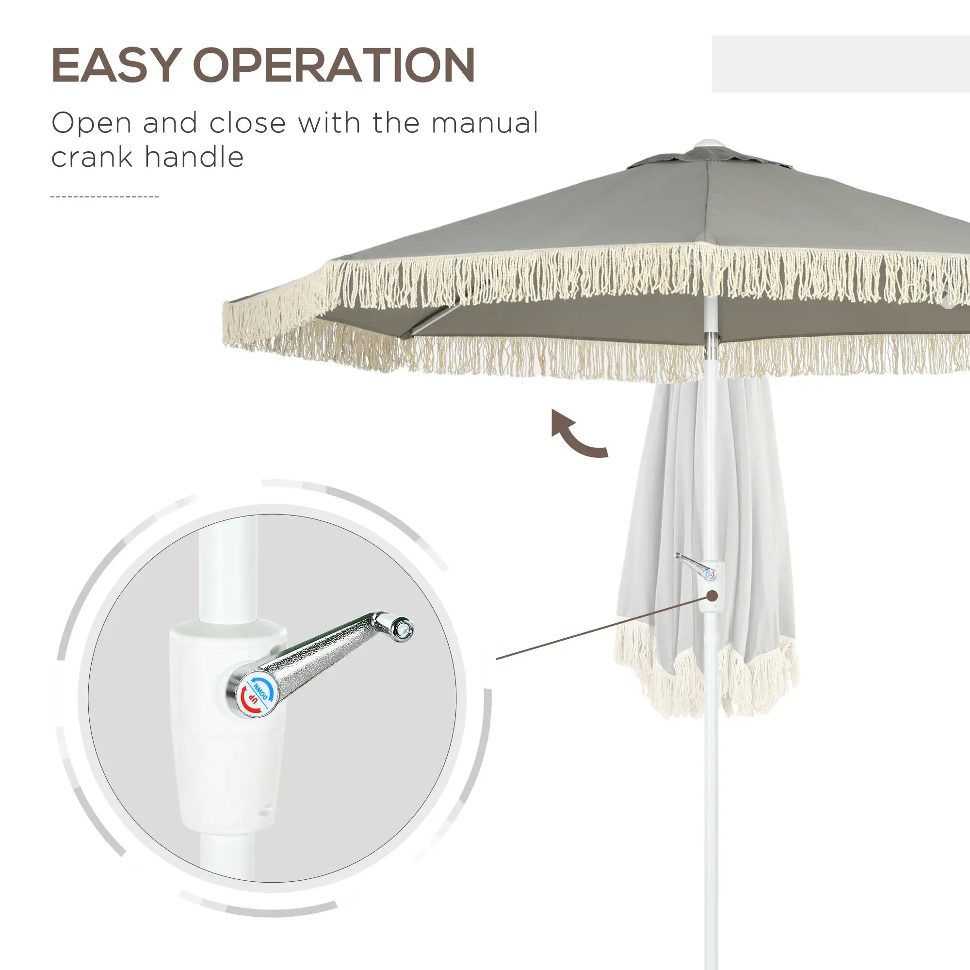 8.7 x 8.7 ft Outdoor Umbrella, Tilt Vent, Patio Parasol, Grey Sun Umbrellas at Gallery Canada