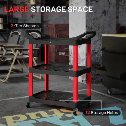 3-Tier Rolling Tool Cart, 200 LBS Capacity, Black & Red Tool Organizers at Gallery Canada