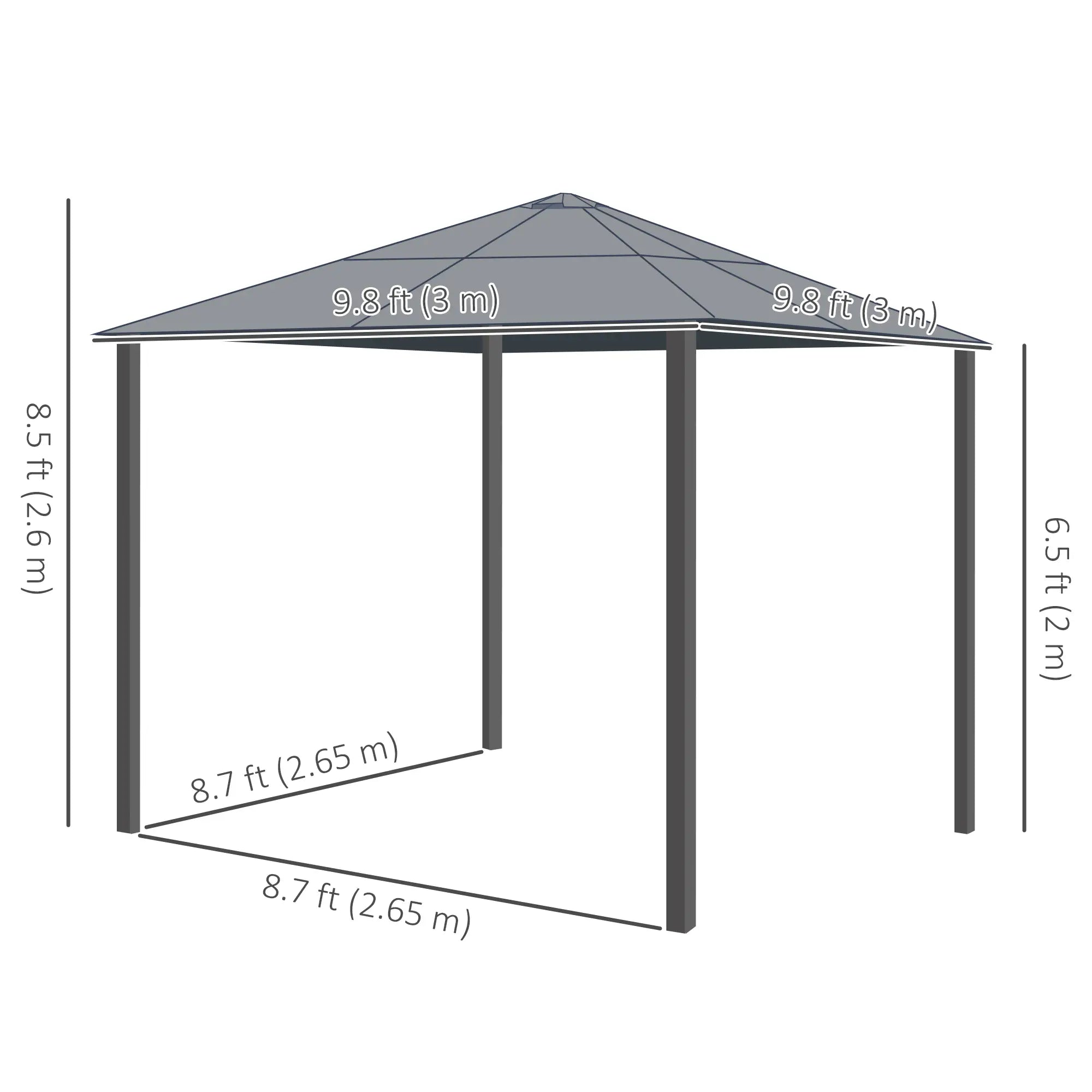 10x10 Ft Hard Top Gazebo, Heavy Duty Canopy, Sun Shade, Coffee, Beige Gazebos at Gallery Canada