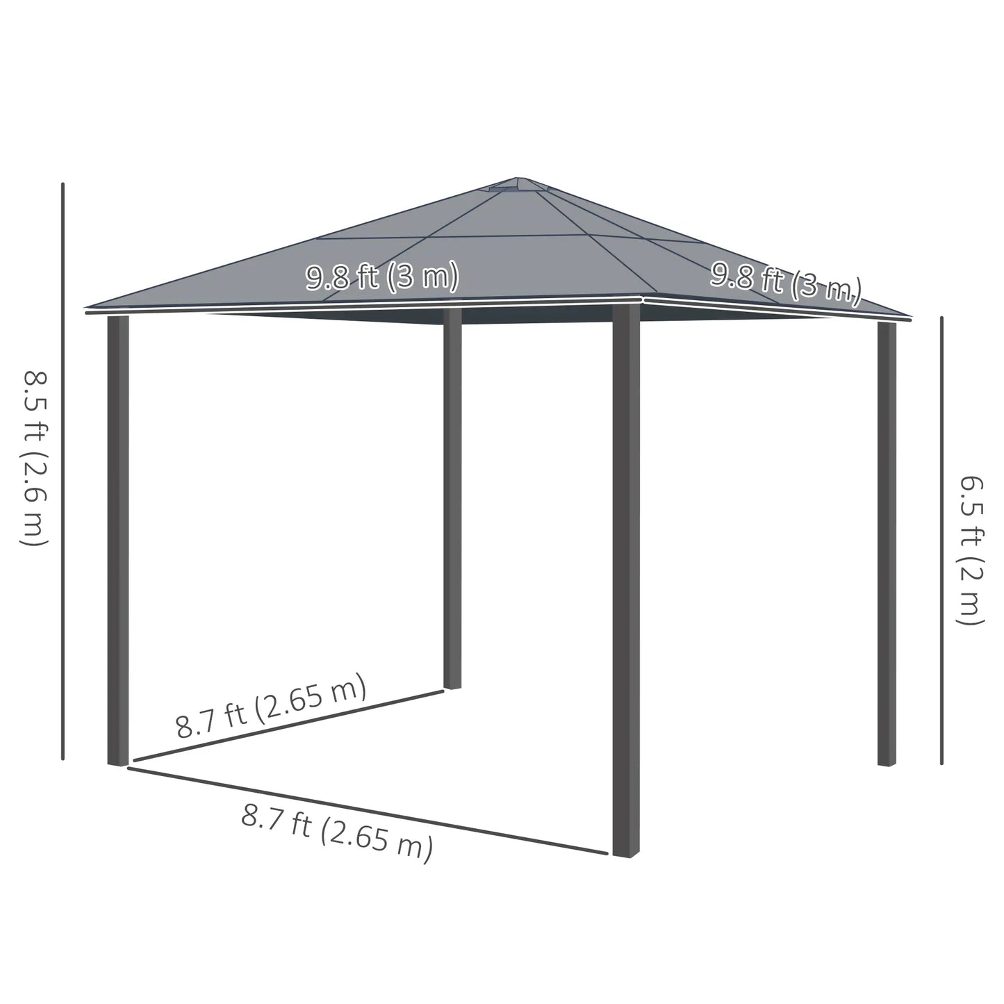 10x10 Ft Hard Top Gazebo, Heavy Duty Canopy, Sun Shade, Coffee, Beige Gazebos at Gallery Canada