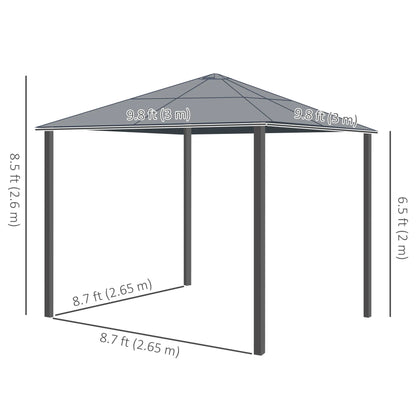 10x10 Ft Hard Top Gazebo, Heavy Duty Canopy, Sun Shade, Coffee, Beige Gazebos at Gallery Canada