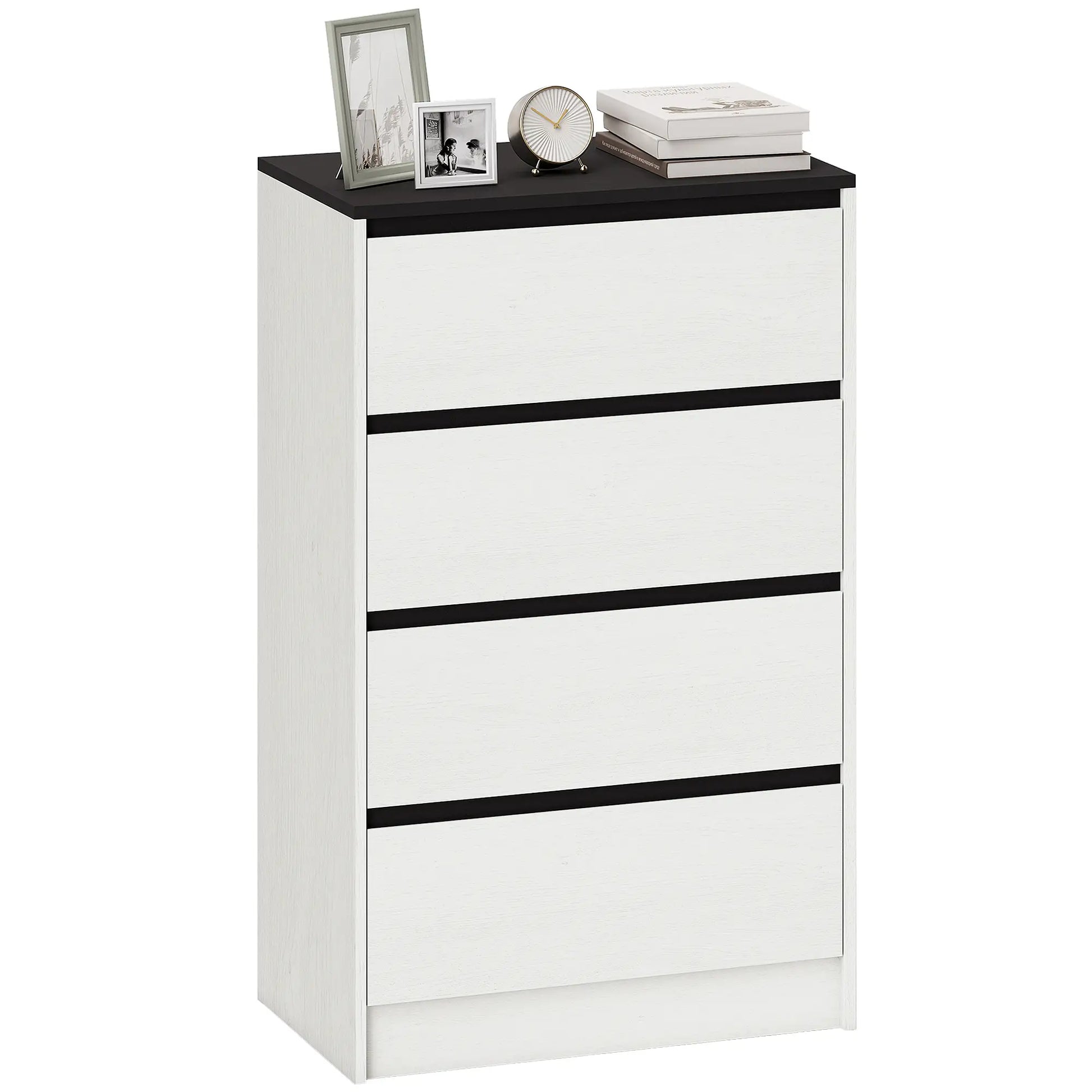 Tall Chest of Drawers, 4 Drawer Dresser, White Wood Effect, White Storage Cabinets at Gallery Canada