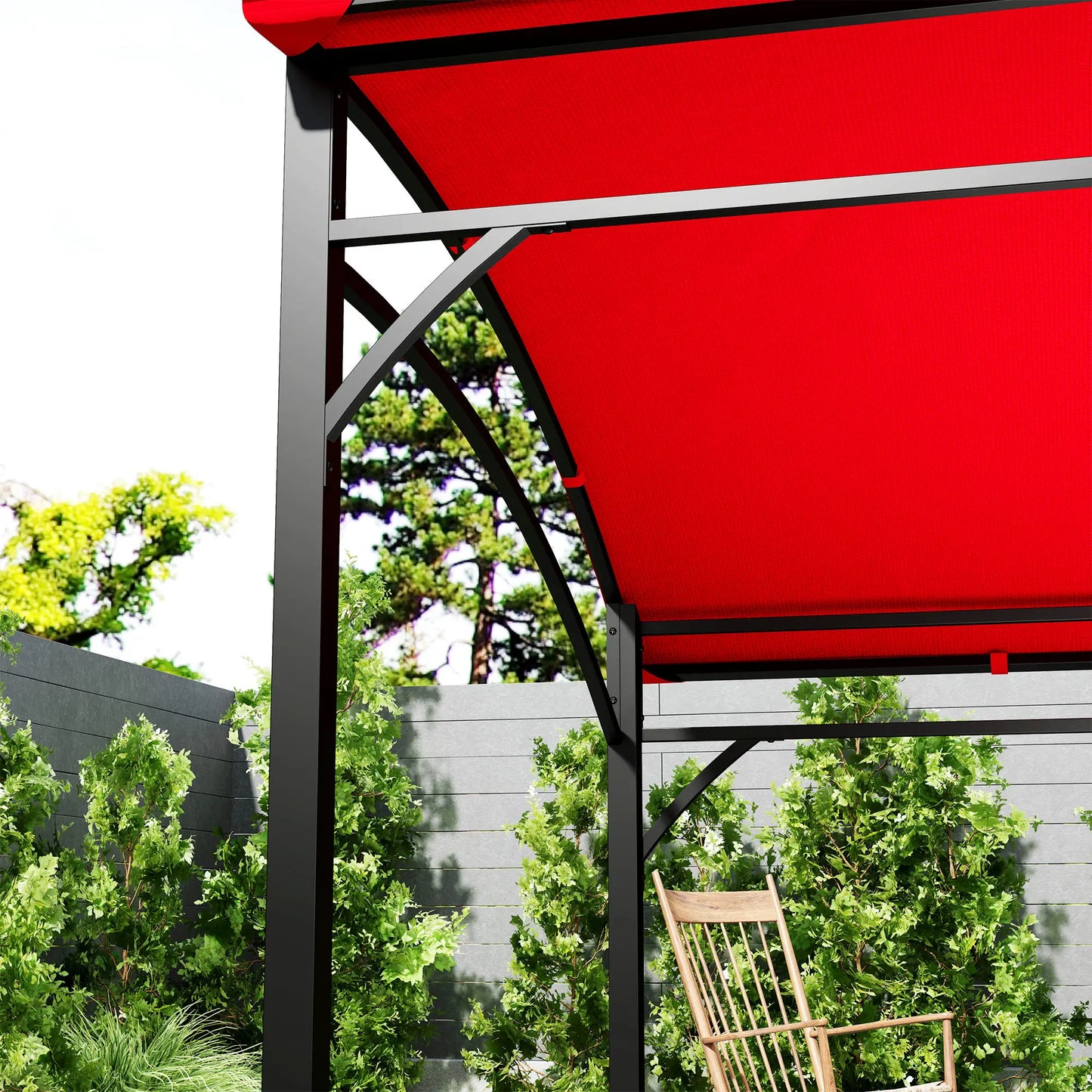 7' x 5' Garden Grill Canopy, BBQ Gazebo Tent, Steel Frame, Wine Red BBQ Grill Gazebos at Gallery Canada