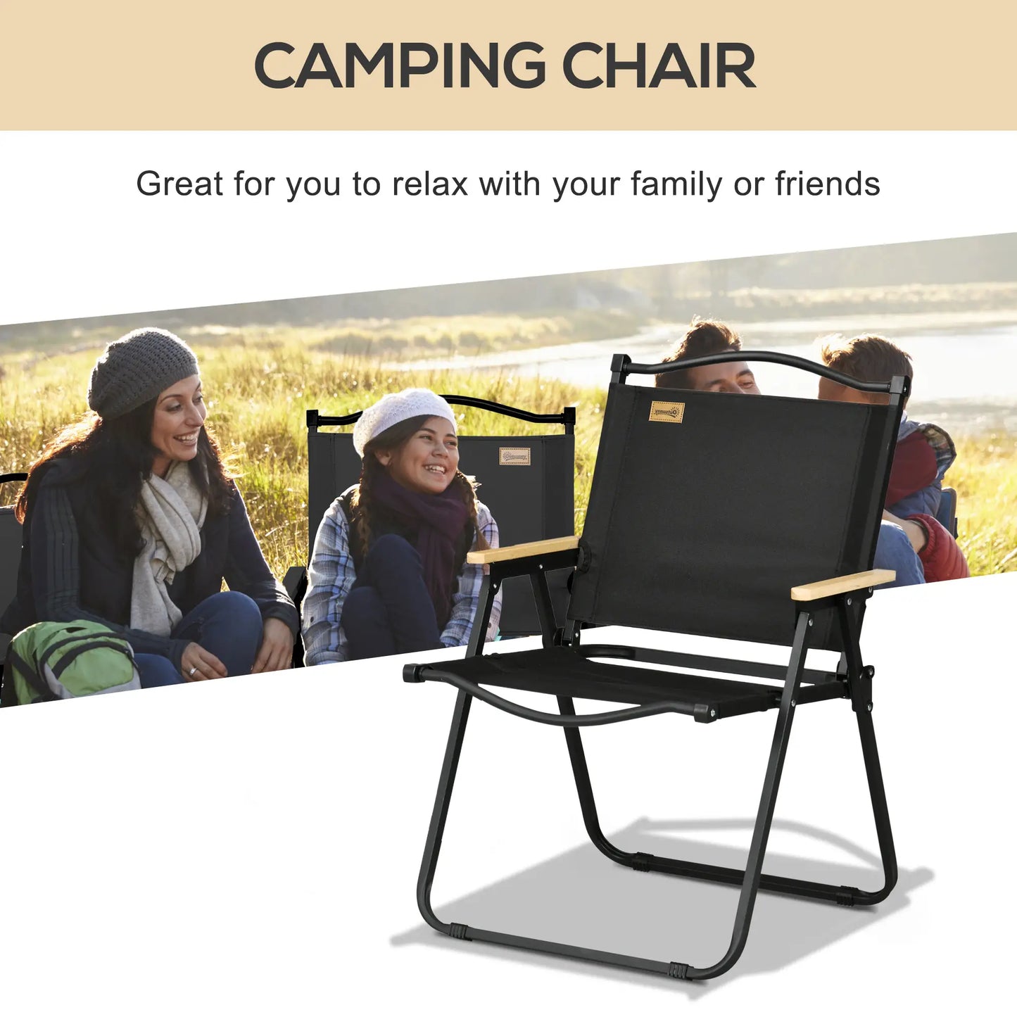 Lightweight Folding Camping Chair, Portable Armchair, Black Picnic Tables & Camping Chairs at Gallery Canada