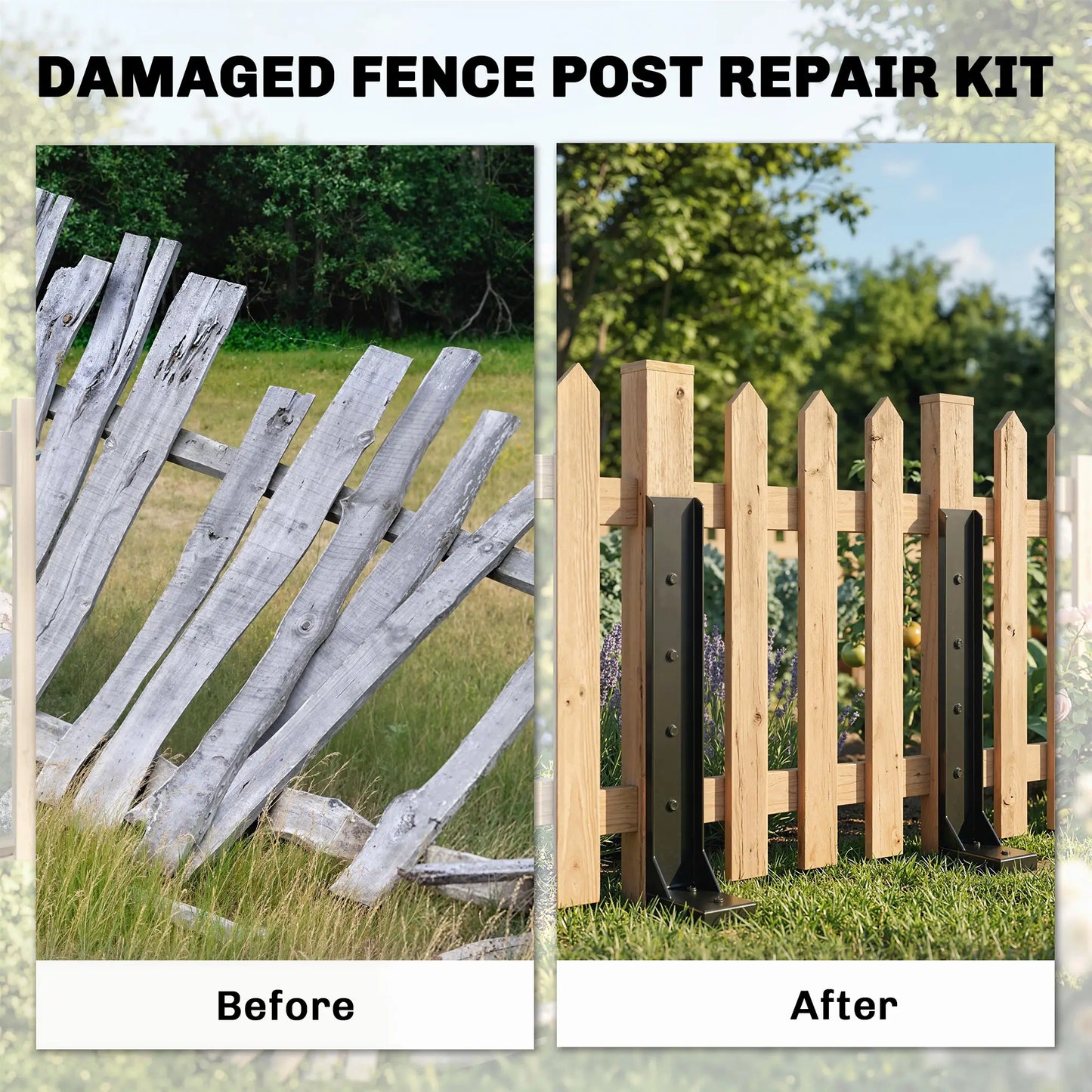 4 Pack 32" Steel Fence Post Repair Kit, Drill For Wooden Fences Garden Fences at Gallery Canada