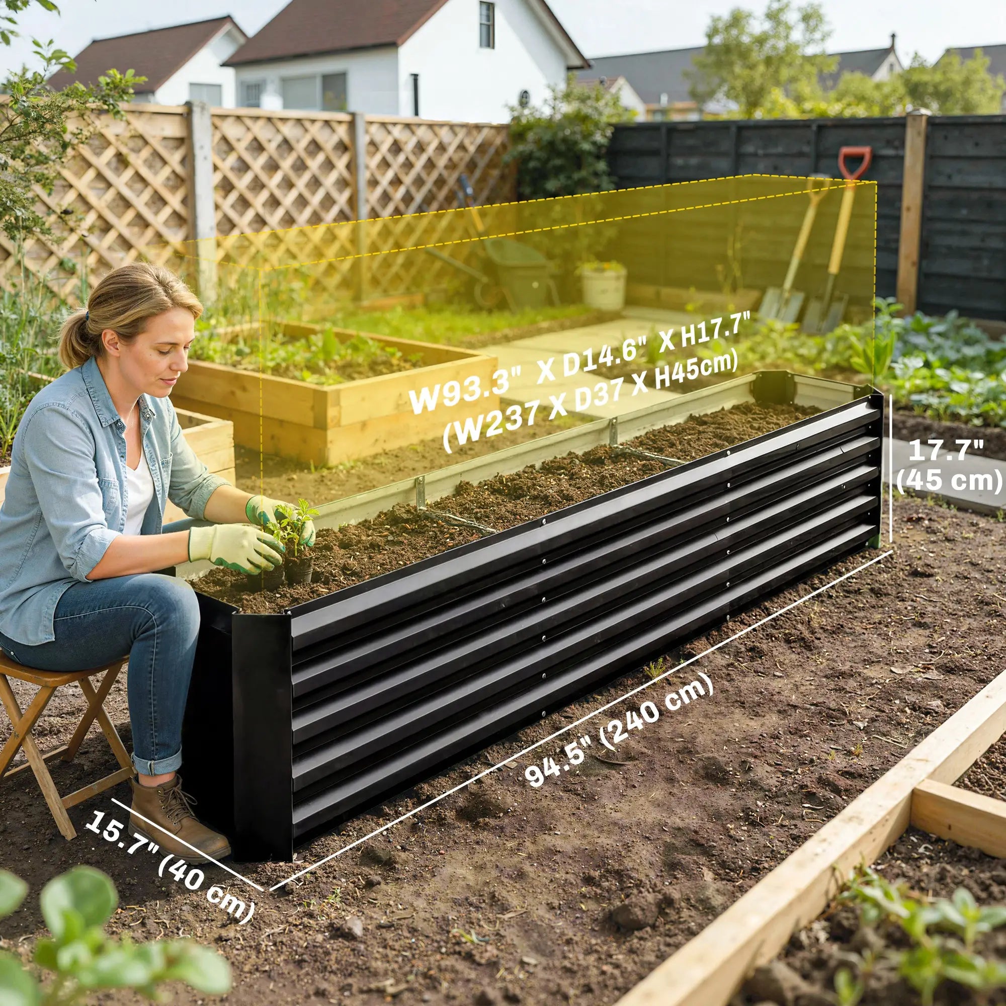 8 x 1.3 x 1.5ft Galvanized Raised Garden Bed, Reinforced Planter Box, Black Galvanized Planter Boxes at Gallery Canada