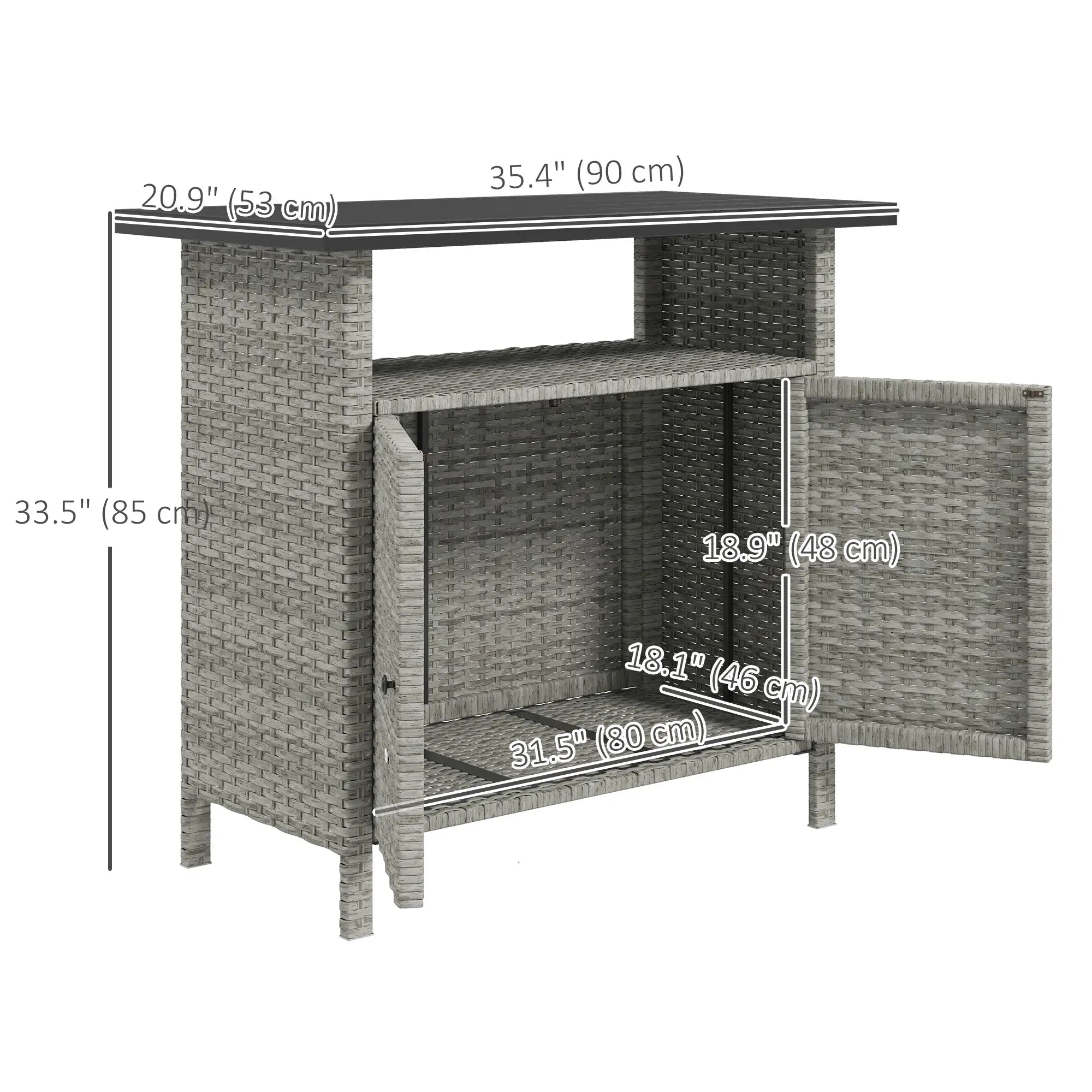 Outdoor Wicker Storage Cabinet, Two Doors, Shelf, Grey Patio Storage Boxes at Gallery Canada