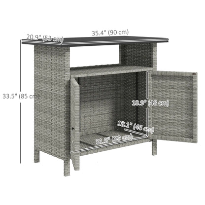 Outdoor Wicker Storage Cabinet, Two Doors, Shelf, Grey Patio Storage Boxes at Gallery Canada