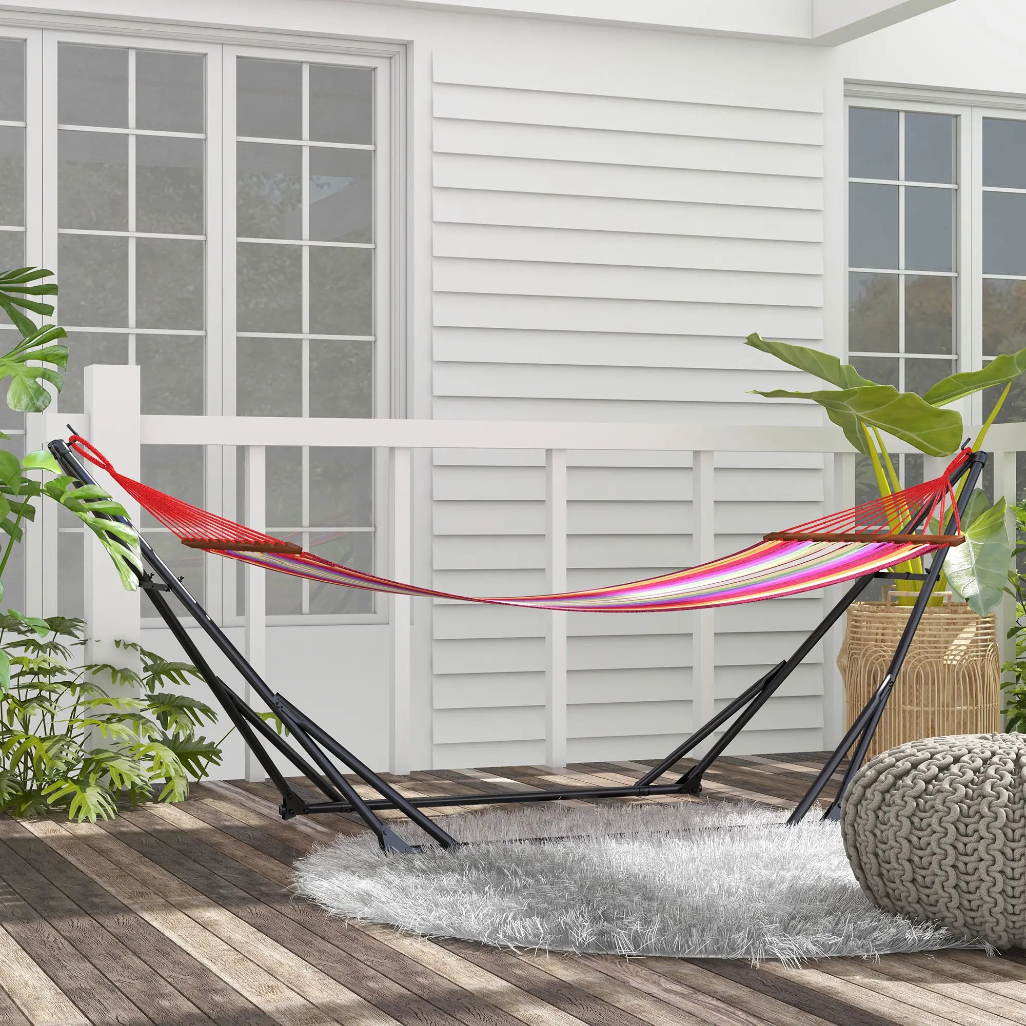 Foldable Hammock Stand, 2 In 1, 120kg Capacity, Black Hammock Stands at Gallery Canada