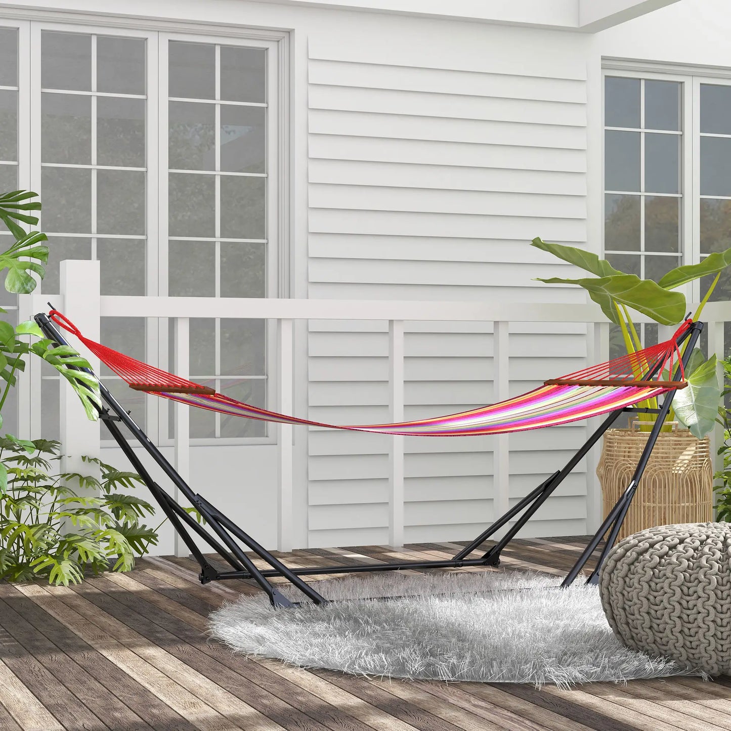 Foldable Hammock Stand, 2 In 1, 120kg Capacity, Black Hammock Stands at Gallery Canada