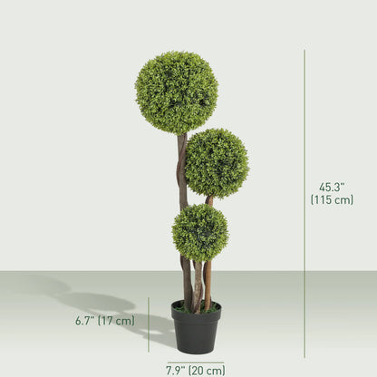 Arbre topiaire artificiel en buis de 45 pouces, lot de 2, intérieur/extérieur, vert