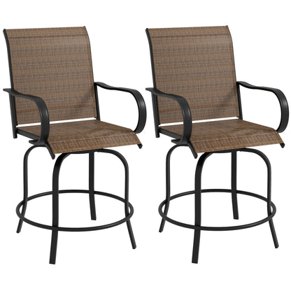 Outdoor Bar Stools, Set of 2, 360° Swivel, 26.8" x 29.5" x 48.4", Brown Bistro Sets Brown at Gallery Canada
