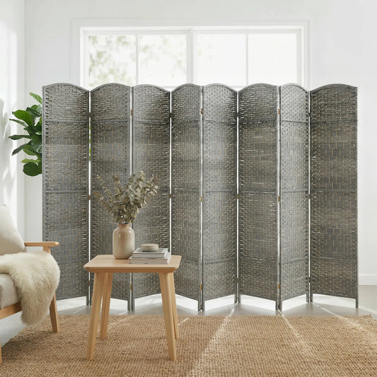 6 Ft Folding Room Divider, 8 Panel Portable Privacy Screen, Mixed Grey Room Dividers Mixed Grey at Gallery Canada