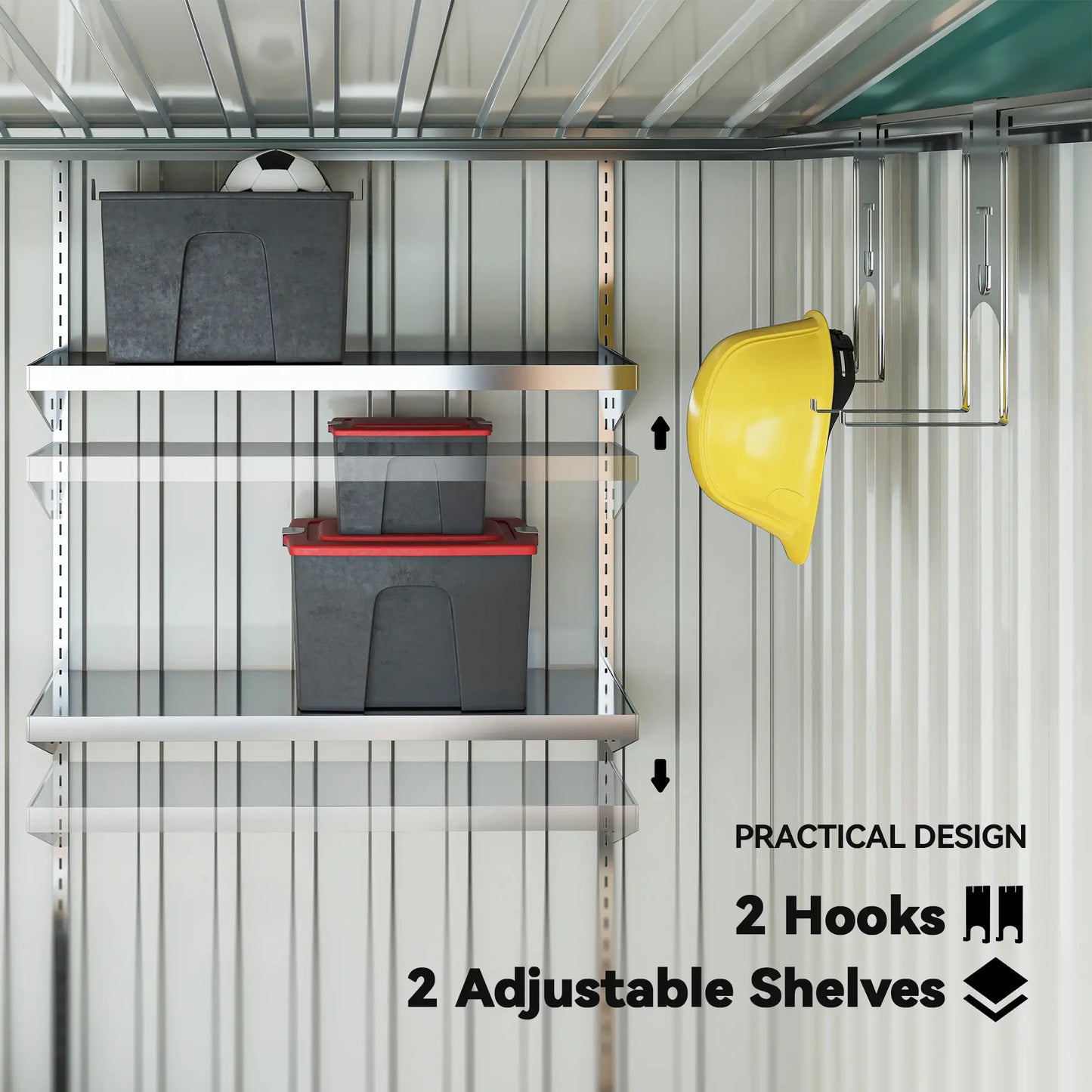 5'x7' Galvanized Metal Shed, With Sliding Door, 2 Vents, Green Sheds at Gallery Canada