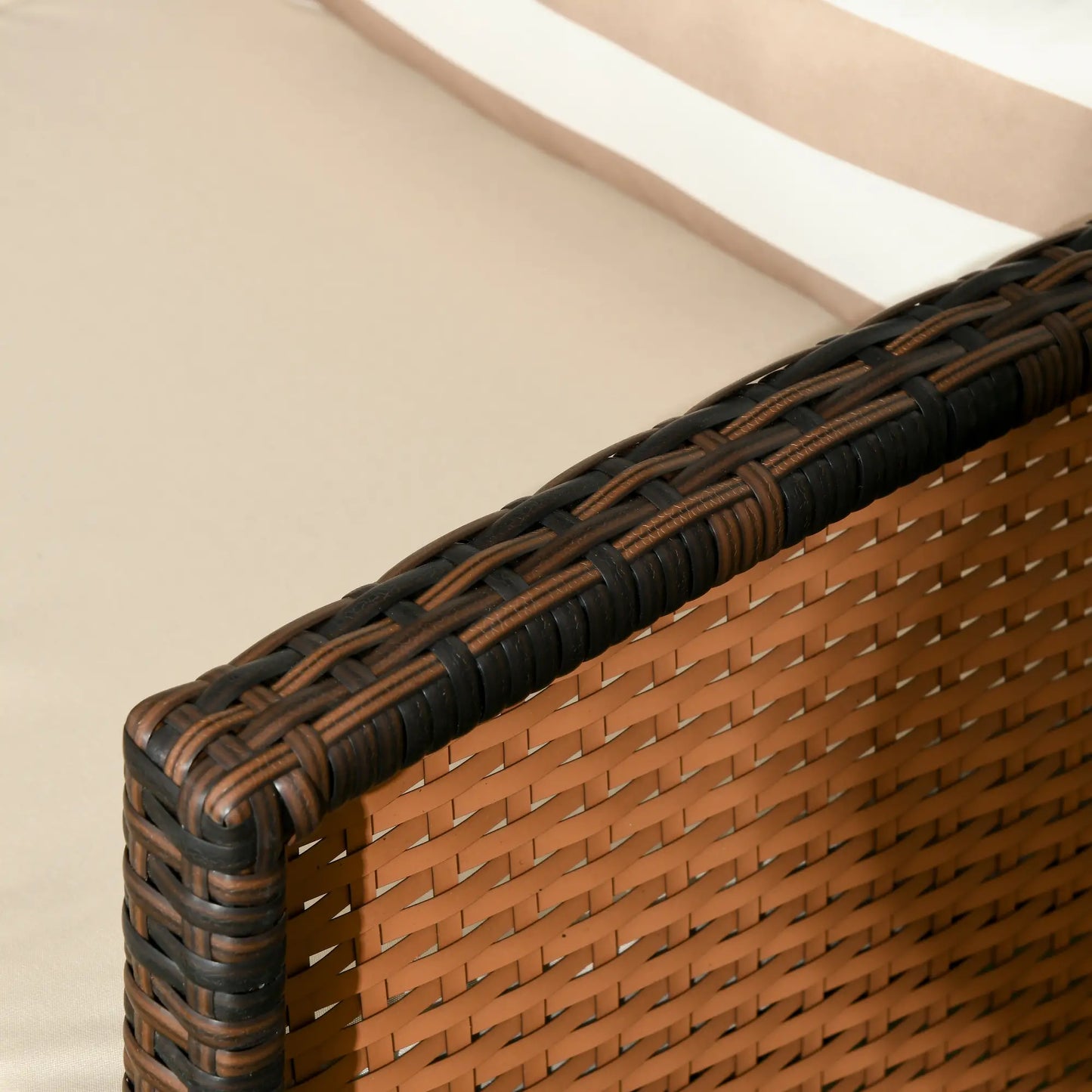 3-Seater Wicker Sofa, PE Rattan Outdoor Couch, Removable Cushions, Brown Patio Furniture Sets at Gallery Canada