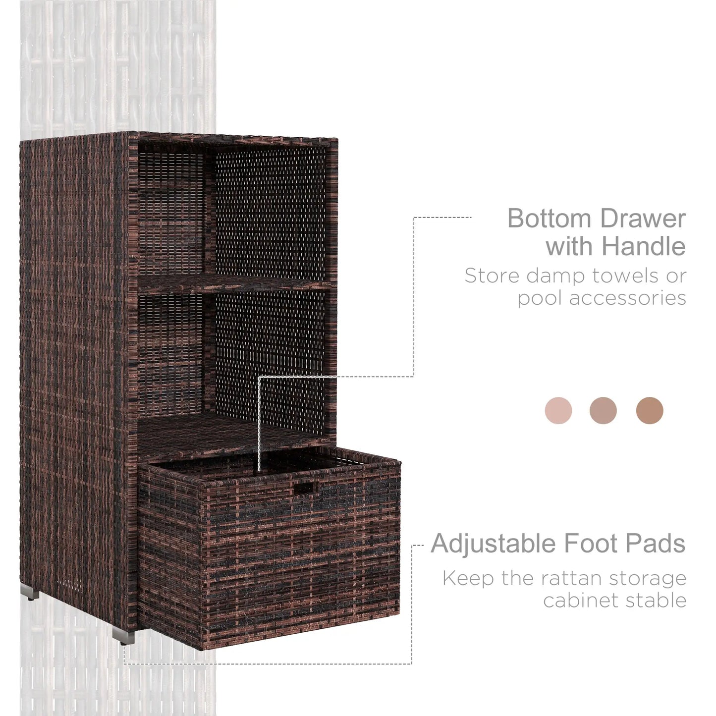 Outdoor Storage Cabinet, Rattan Wicker Pool Towel Organizer, Mixed Brown, Brown Patio Storage Boxes at Gallery Canada