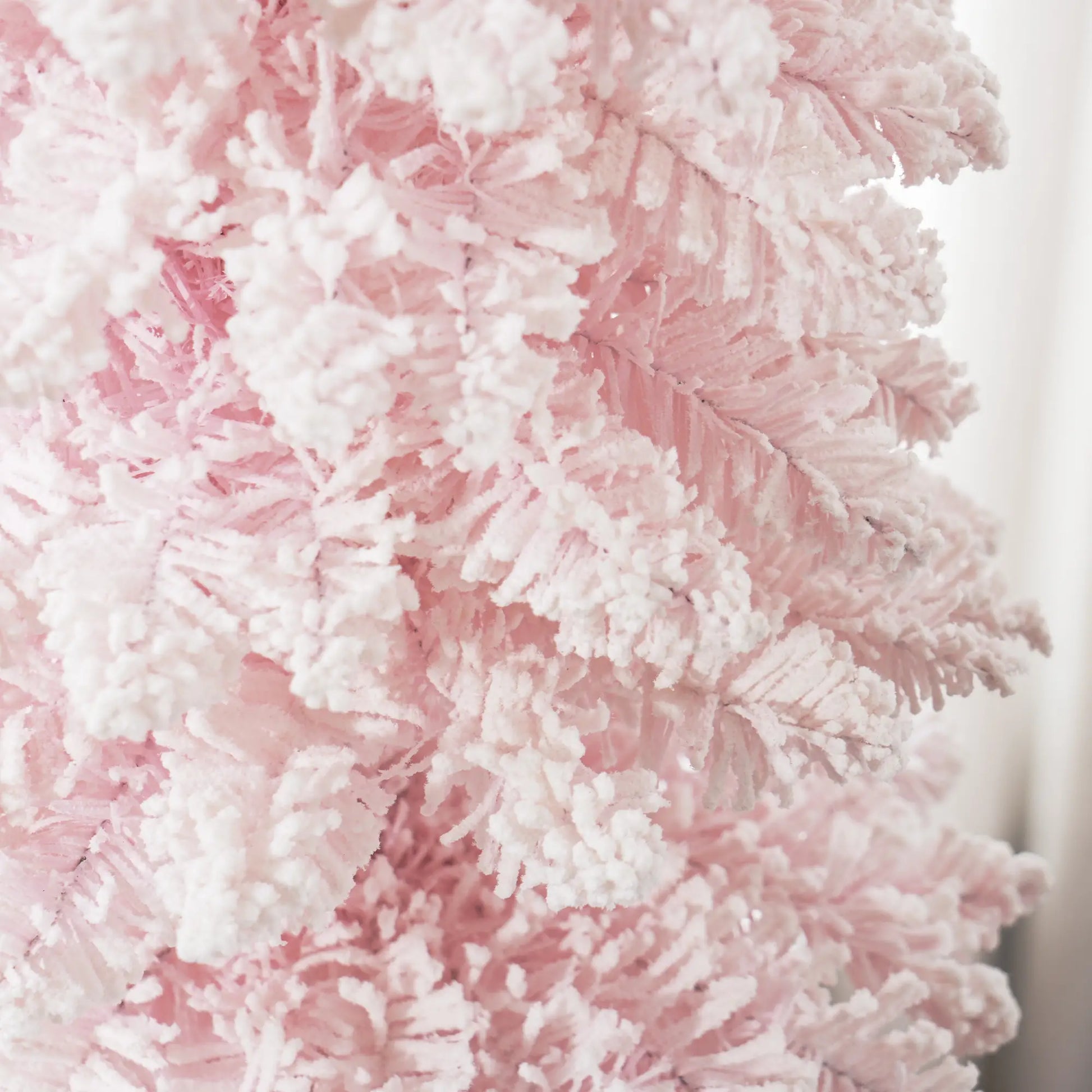 5ft Snow-Flocked Slim Pencil Christmas Tree, 301 Branches, Metal Base, Pink Pencil Christmas Trees at Gallery Canada