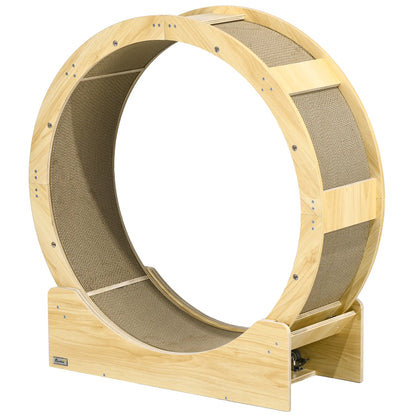 36" Cat Wheel, Indoor, Brake, Scratching Pads, Oak Cat Trees Oak at Gallery Canada