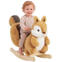 Écureuil cheval à bascule pour tout-petits de 1 à 3 ans, marron