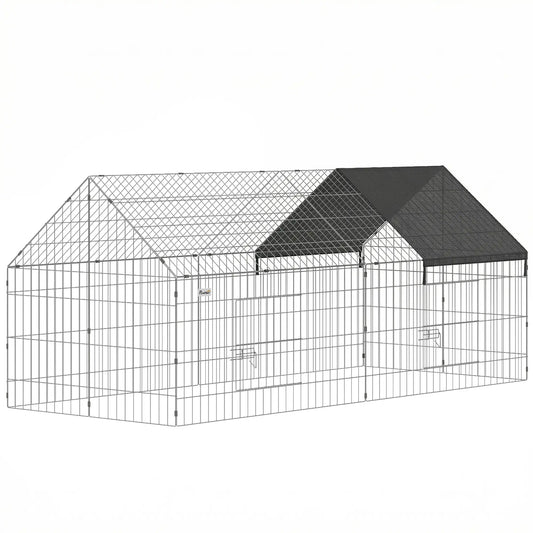 Metal Chicken Coop With UV-Resistant Cover, 71" x 29.5" x 29.5", Black Chicken Coops Black, Silver at Gallery Canada