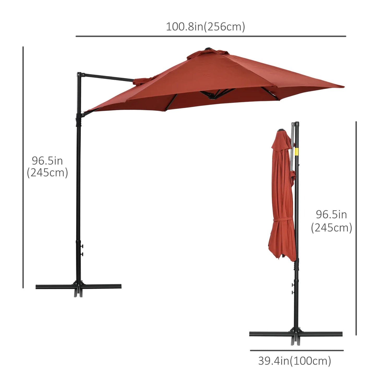 8.5FT Offset Patio Umbrella, 360° Rotation, Wine Red Cantilever Umbrellas at Gallery Canada