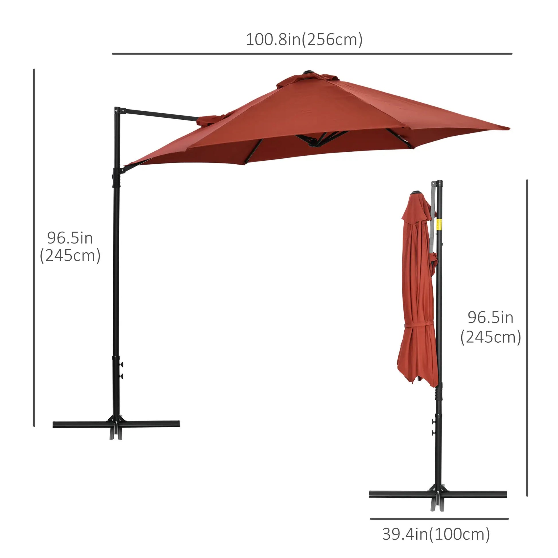 8.5FT Offset Patio Umbrella, 360° Rotation, Wine Red Cantilever Umbrellas at Gallery Canada