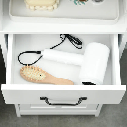 Modern Bathroom Cabinet, 3 Open Shelves, Drawer, Adjustable Shelf, White Bathroom Cabinets at Gallery Canada