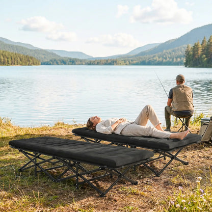 32" Extra Wide Folding Camping Cot Set, Soft Pad, Non-Slip Feet, Carry Bag, Black Camping Cots at Gallery Canada