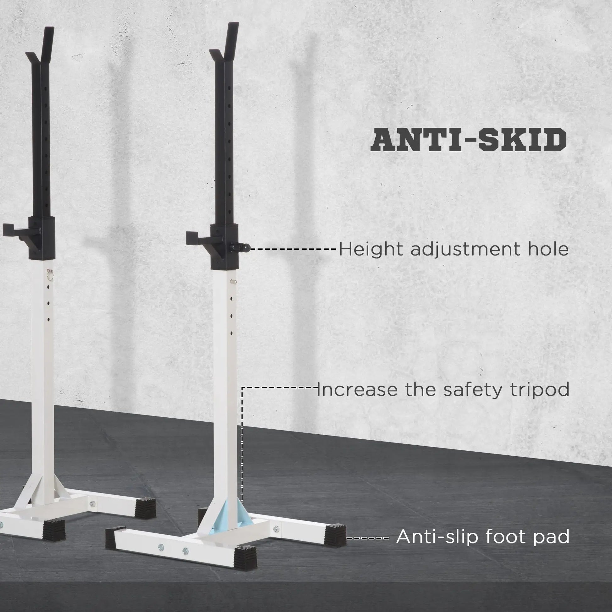 Adjustable Barbell Rack, Squat Stand, 2 Bars Holder, Black, White Power Towers at Gallery Canada