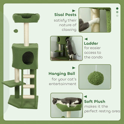 47" Tall Cat Tree Tower, Condo, Ladder, Scratching Posts, Green Cat Trees at Gallery Canada