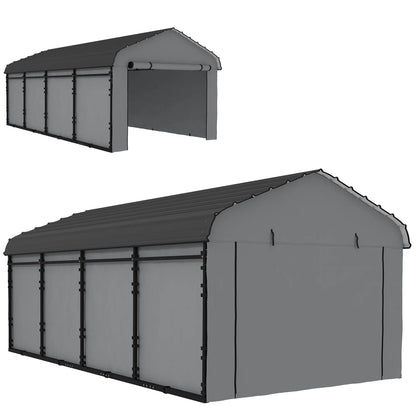 12' x 20' Metal Carport, Heavy Duty Garage Shelter, Light Grey Car Shelters Light Grey at Gallery Canada