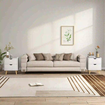White Nightstand Set Of 2, 2 Drawers With Pine Wood Legs, White Bedside Tables at Gallery Canada