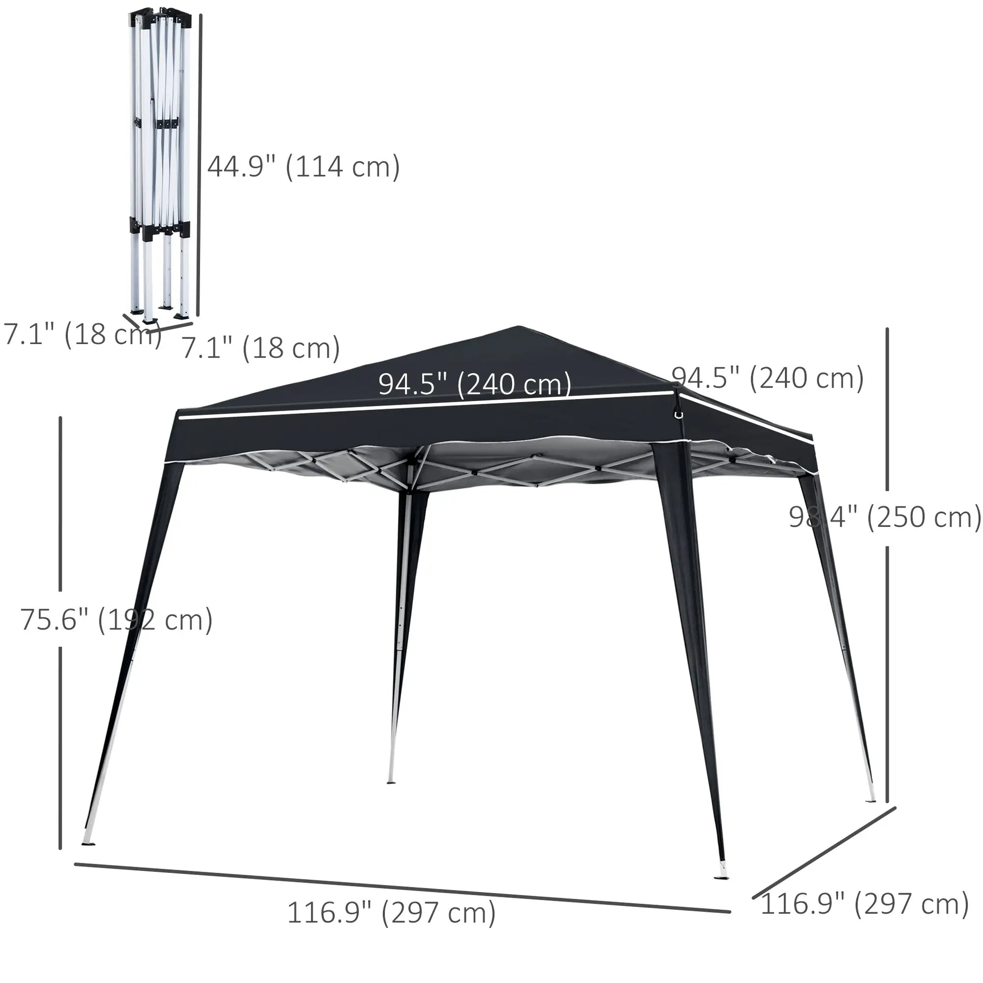 8' x 8' Pop Up Canopy, Foldable Outdoor Tent, Portable with Carrying Bag, Black Pop Up Canopies at Gallery Canada