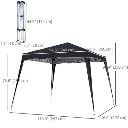 8' x 8' Pop Up Canopy, Foldable Outdoor Tent, Portable with Carrying Bag, Black Pop Up Canopies at Gallery Canada
