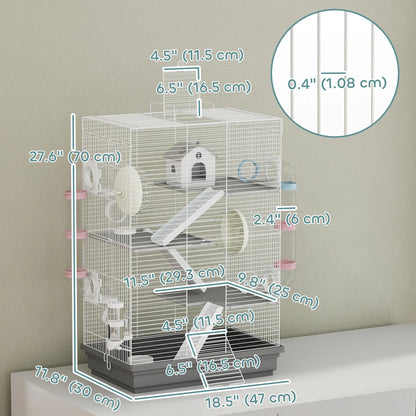 4-Level Large Hamster Cage, DIY Tubes, Water Bottle, Food Dish, Hut, Exercise Wheels, Grey Hamster Cages at Gallery Canada